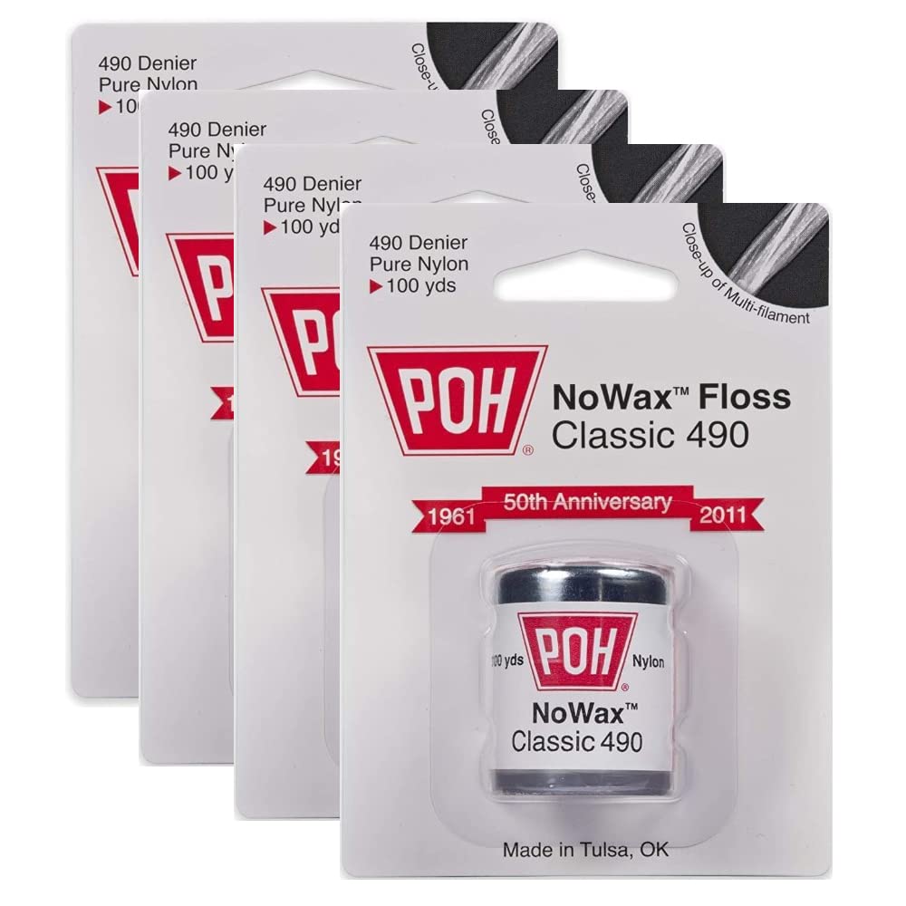 POH Dental Floss Unwaxed four pack nylon multi-filament floss 400 yards total