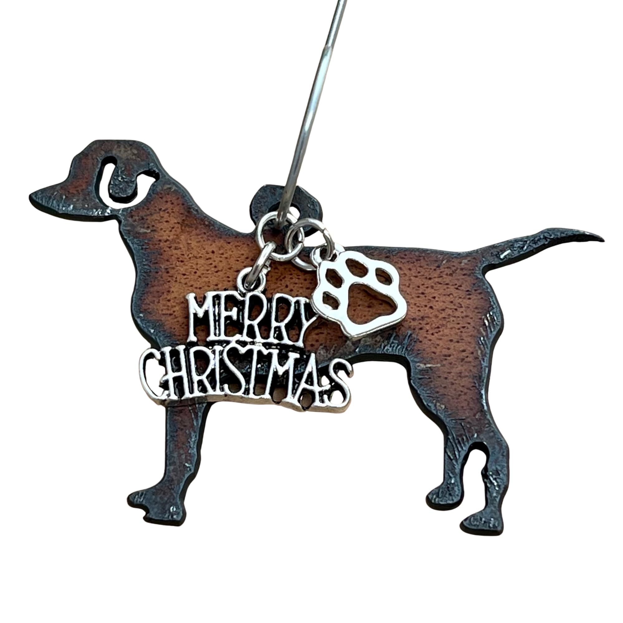 Pointer LAB Labrador Christmas Ornament with rustic metal finish