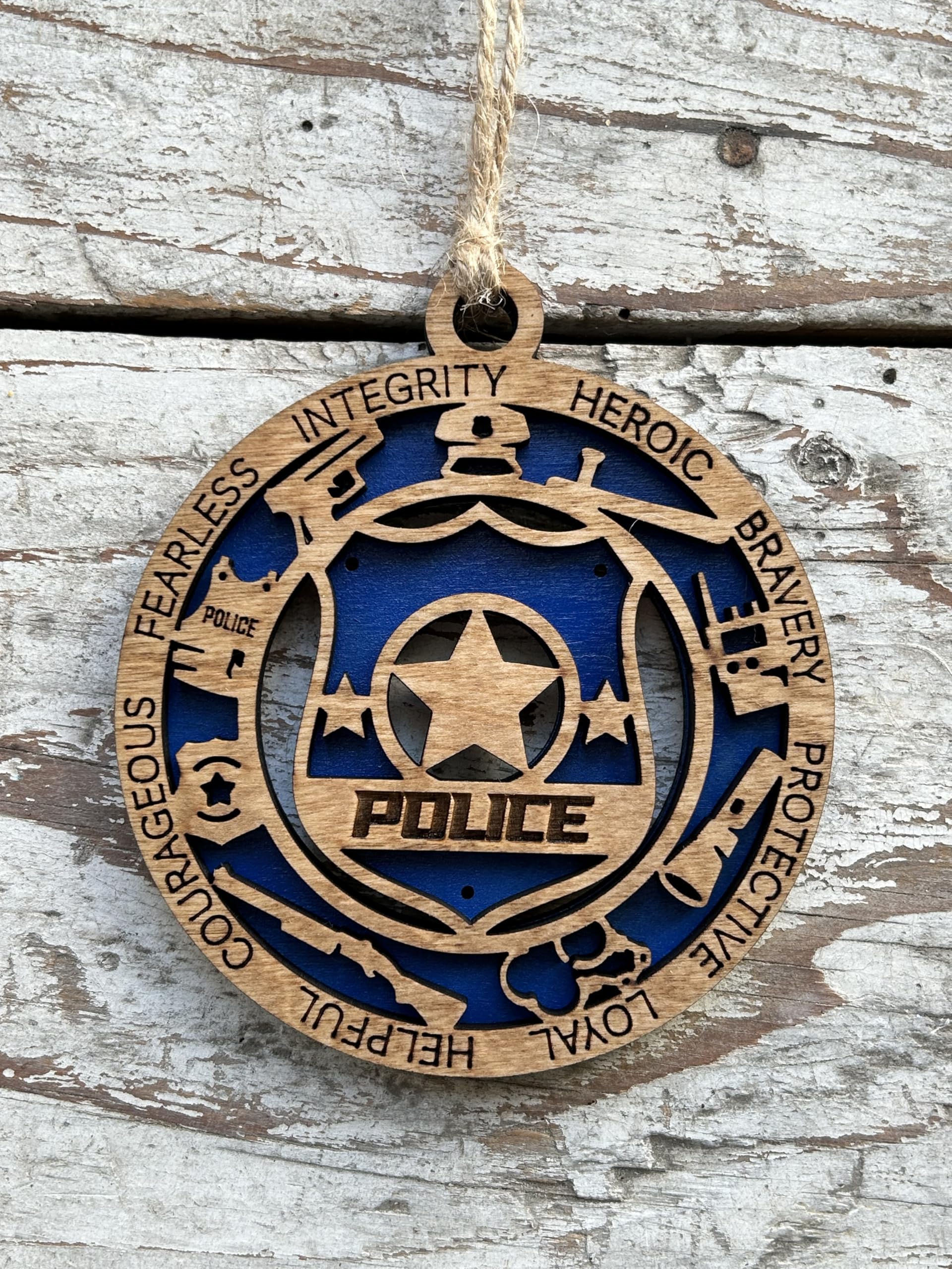 Police First Responder Christmas Tree Keepsake Ornament front view