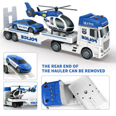 25in semi truck toy with helicopter and racing car