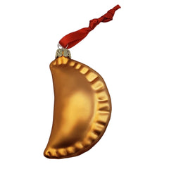 Polish pierogi shaped glass ornament bronze 2.5 inches