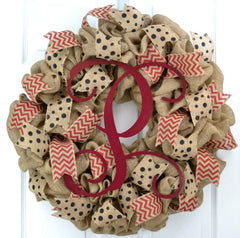 Polka Chevron ribbon accent wreath
