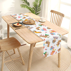Bright colors dachshund party table runner for indoor outdoor use