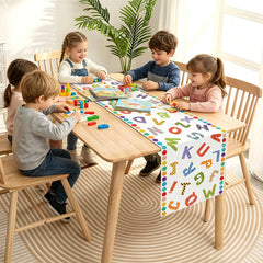 Lightweight table runner for indoor and outdoor alphabet party use