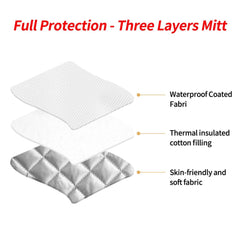 Heat resistant up to 400 degrees label on pot holders