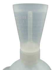 Cup with clear lines showing measurement on MEK bottle