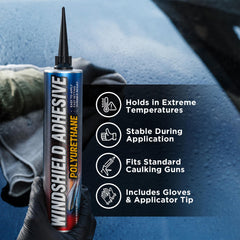 Windshield repair kit with gloves and applicator tip