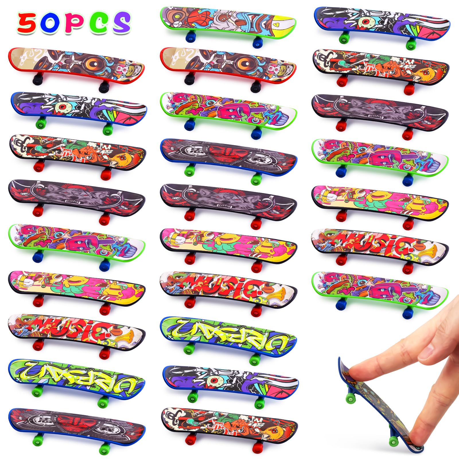 POPLAY 50 pcs mini finger skateboards bulk pack
