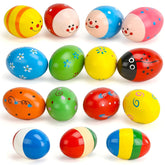 POPLAY 15 PCS Egg Shakers wooden kids set