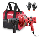 Populo 120V corded electric drain snake auger unit in storage bag