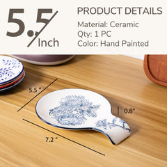 5.5 inch ceramic spoon rest on kitchen counter