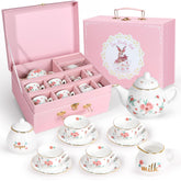 Porcelain Tea Set for Girls with teapot and carrying case