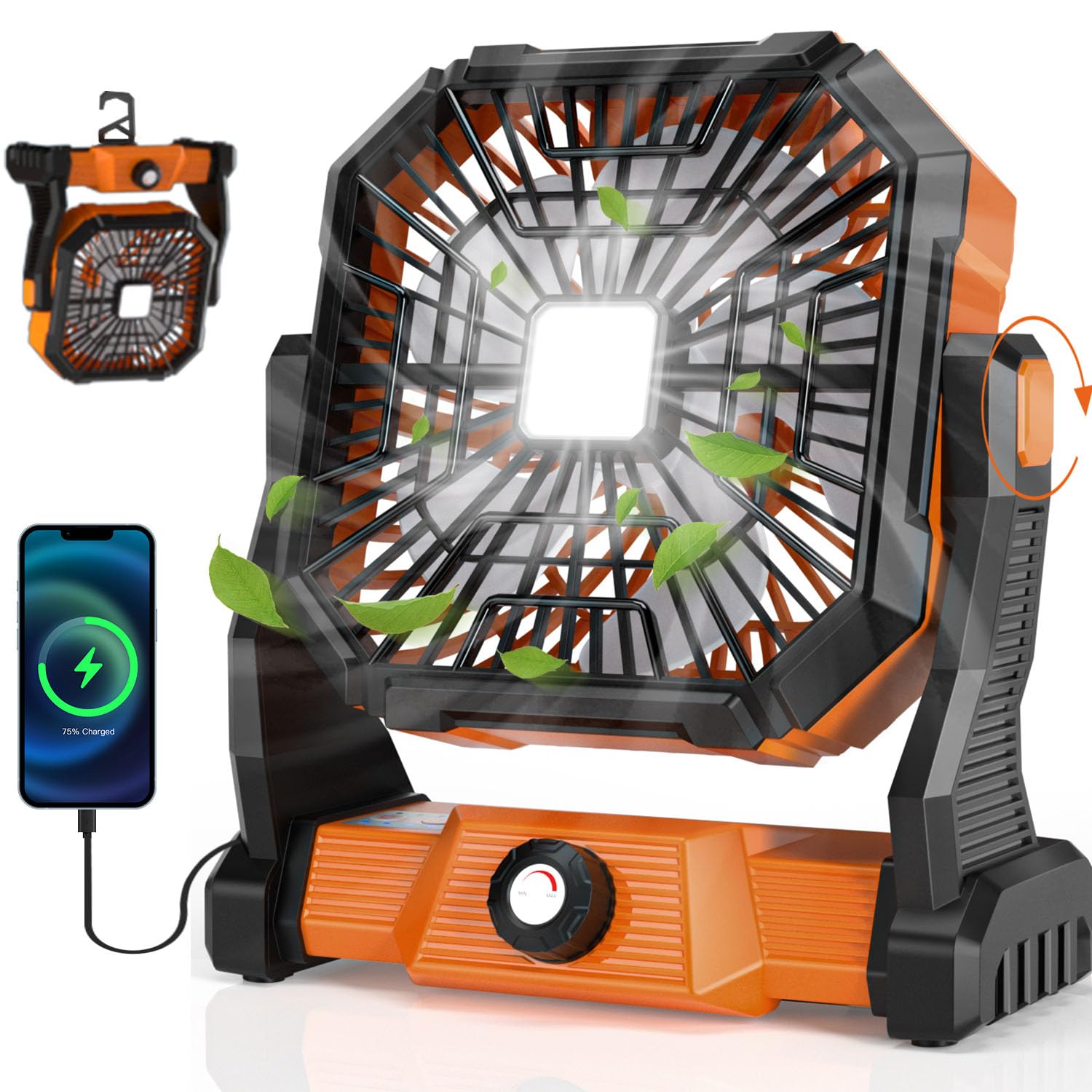 Portable Camping Fan with LED lantern and 20000mAh battery