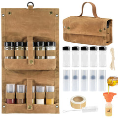 Portable camping spice jars organizer kit with storage bag image