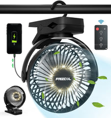 Portable clip on fan product image with USB rechargeable battery
