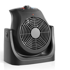 Front view of portable electric space heater with 2 in 1 heater fan combo