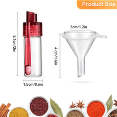 Portable glass vial with spoon showing clear body