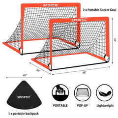 Orange 4x3 ft kid soccer goal with ground pegs