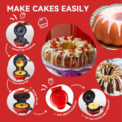 Portable Mini Bundt Cake Maker with double-sided heating
