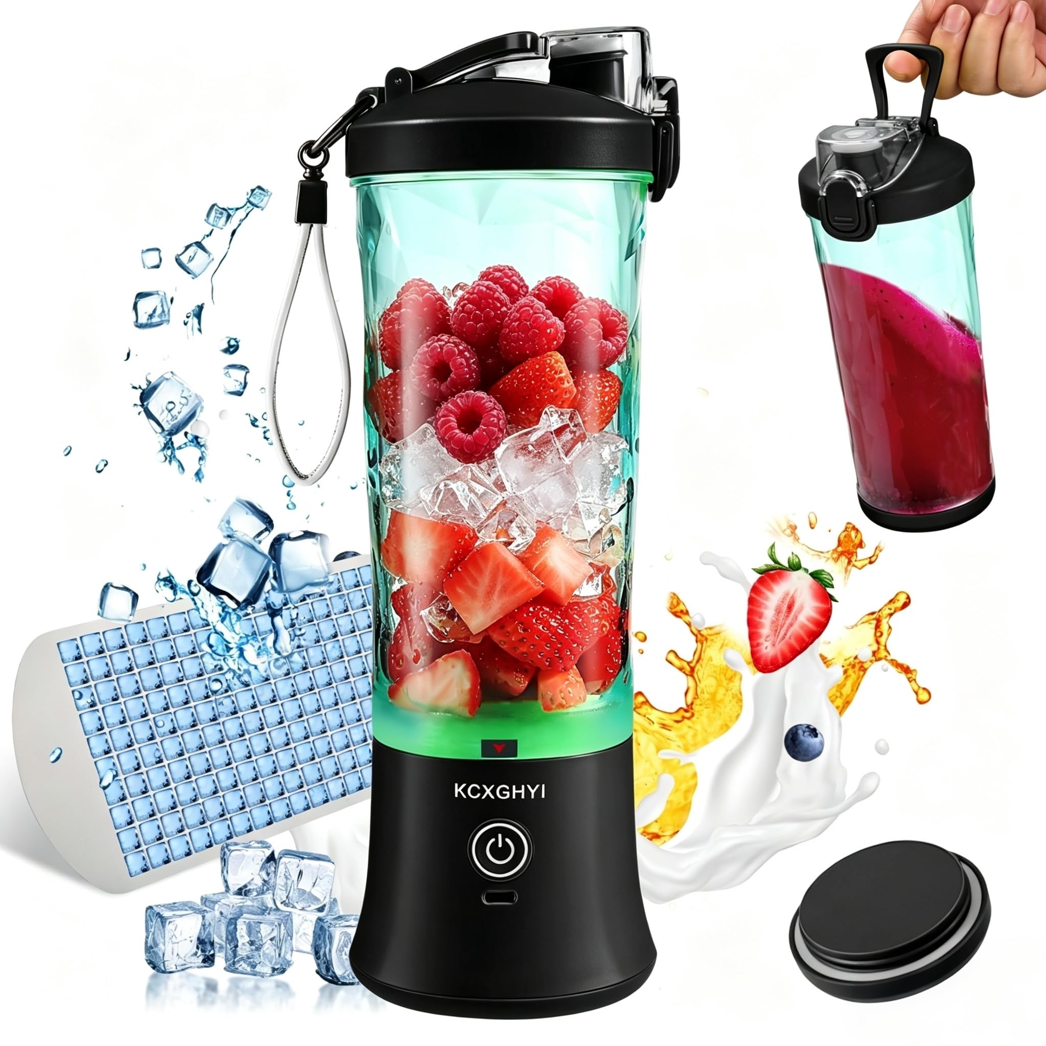 Portable Personal Blender 20oz black with 6 blades