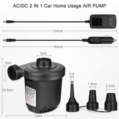 Portable electric air mattress pump for indoor and outdoor use