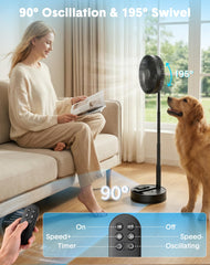 Fan extended to 40.6 inches for floor use