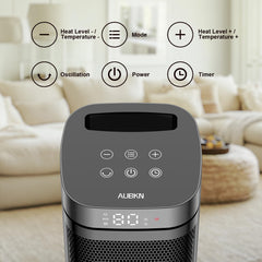 Portable Space Heater remote control for temperature and timer adjustments