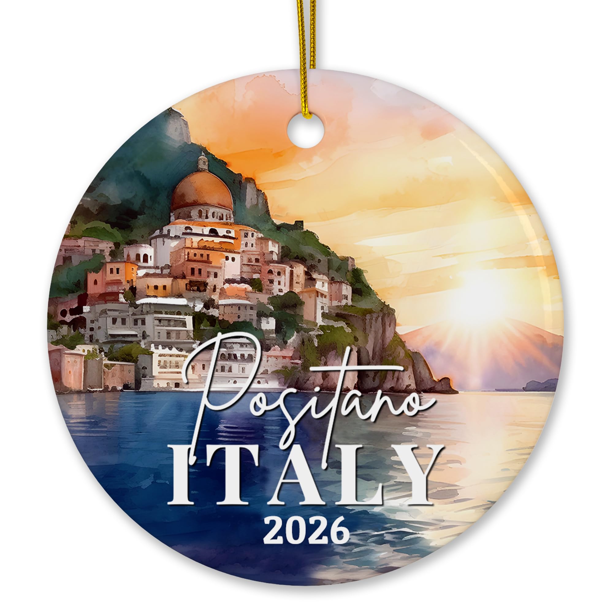 Positano Italy 2026 souvenir ornament front view