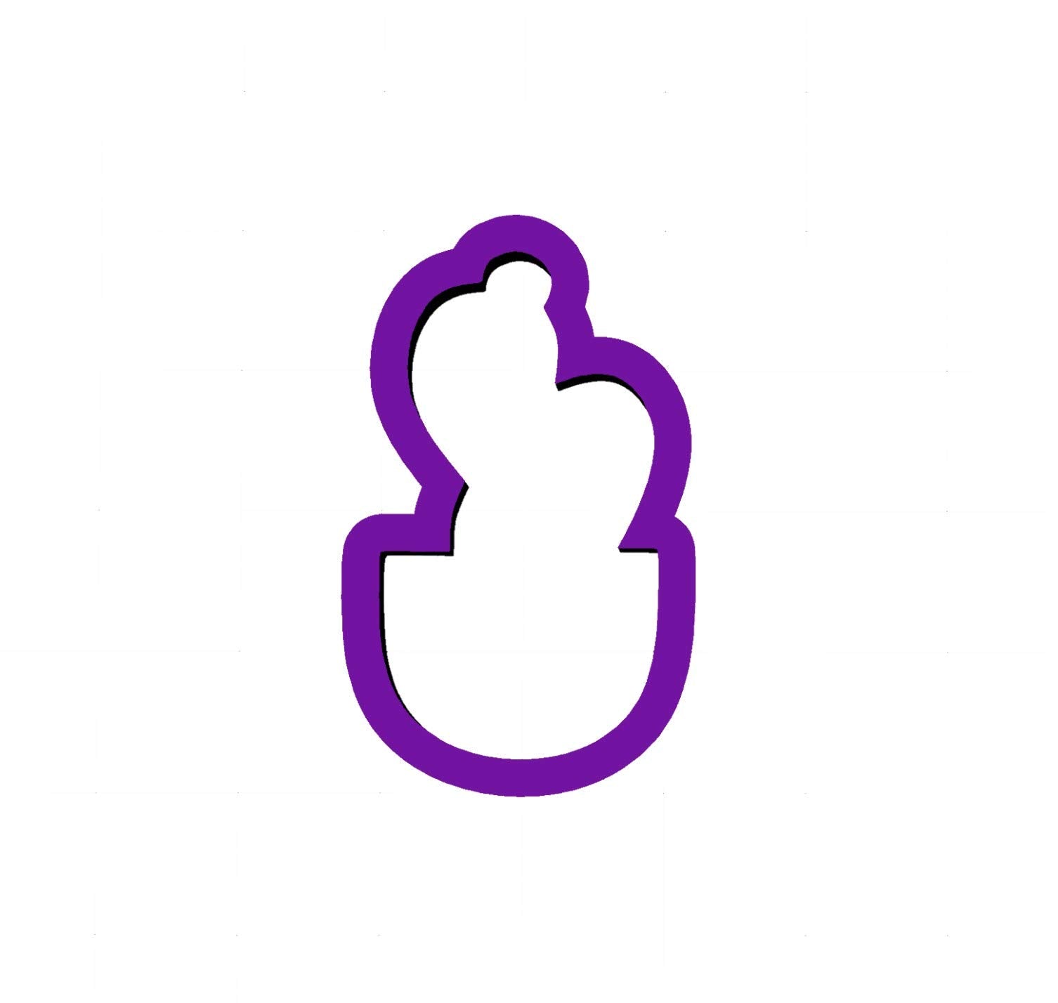 Potted Cactus Cookie Cutter 4h by 2.19w made with Purple PLA plastic