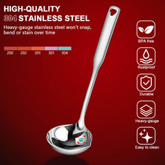One-piece construction stainless steel ladle with smooth surface