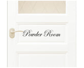 Powder Room Door Vinyl Decal Sticker with black script