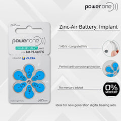 Power One 675P cochlear implant battery packaging