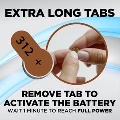 Powermax brown tab 312 battery compatible with many brands
