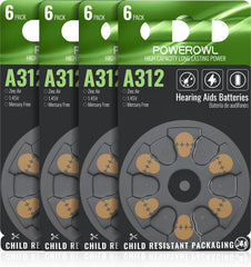 POWEROWL 24 count 312 hearing aid batteries package