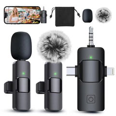 PQRQP 3 in 1 wireless lavalier microphone with universal receiver