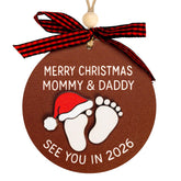 Pregnancy Announcement Christmas Ornament 2025 wooden keepsake