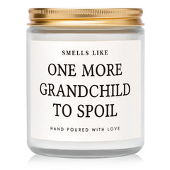 Pregnancy announcement candle for grandparents with lavender aroma in glass jar