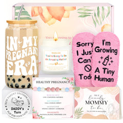 16oz glass cup with lid and straw in pregnancy gift set