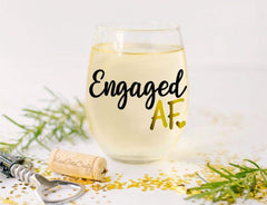 Hand wash only BPA free stemless wine glass Engaged AF