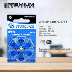 530 mAh high capacity hearing aid battery 675 PR44