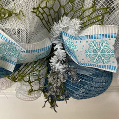 Premium door decor wreath with blue and white accents