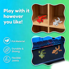 Premium PLA reptile figures desk decor 4.8in x 1.8in