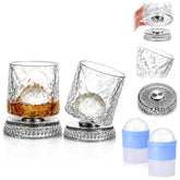 Premium spinning whiskey glass set of 2 with silent metal bearing