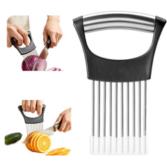 Premium Stainless Steel Onion Slicer with secure prongs