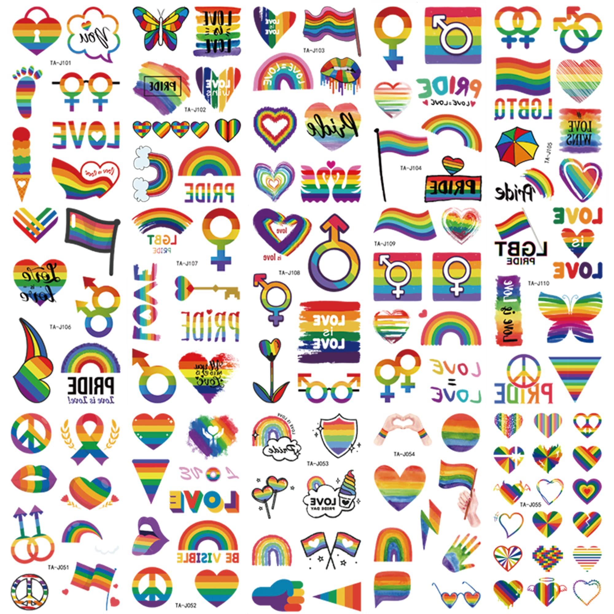 Pride Tattoos 200+ pieces on 20 sheets for Pride celebrations