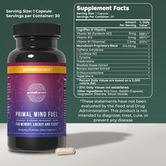 Mind Fuel bottle showing 30 servings per bottle