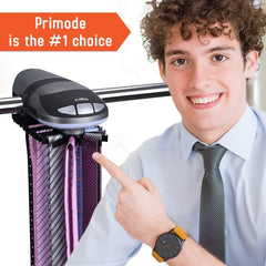Tie rack with built-in LED lights for visibility