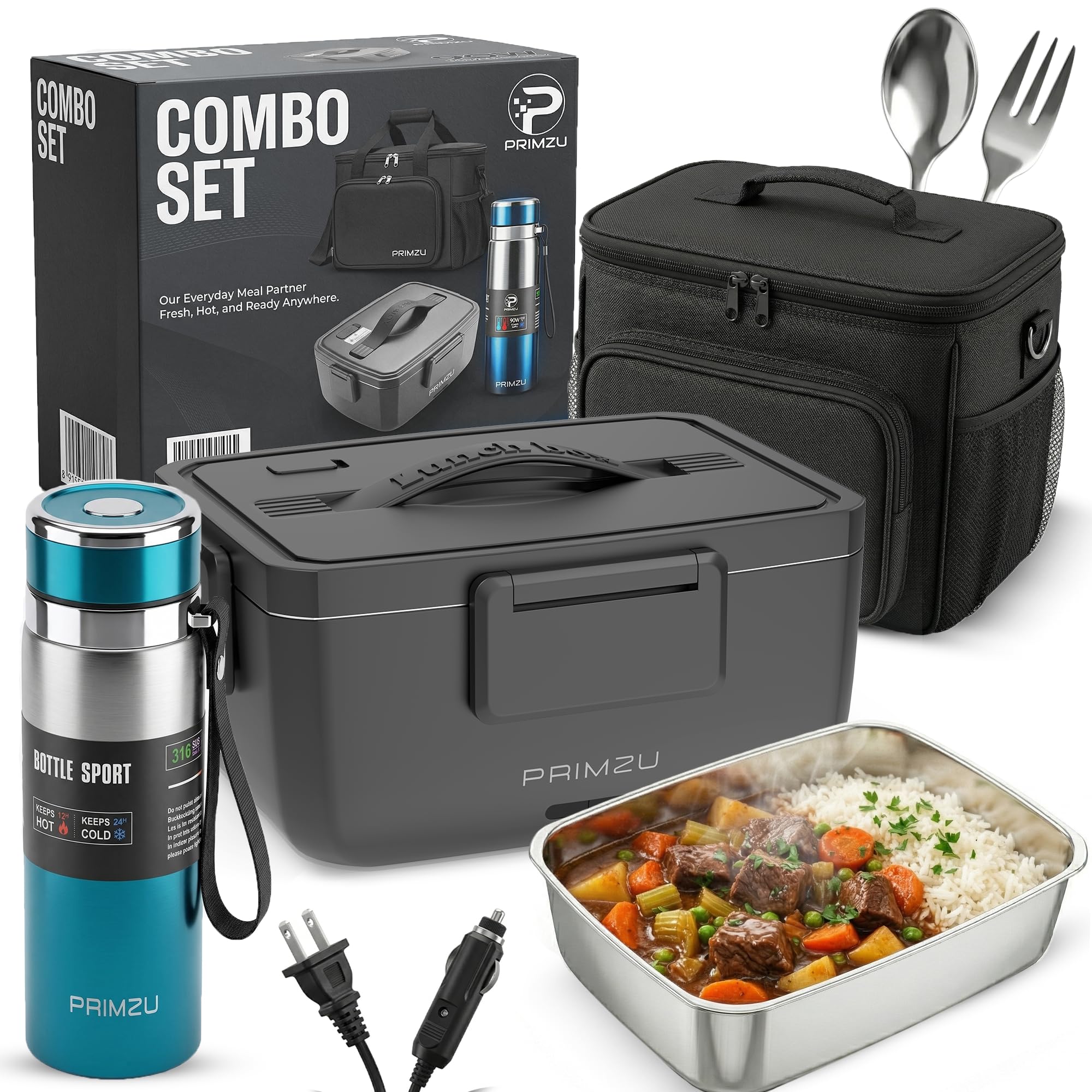 PRIMZU electric lunch box for adults with 2L capacity