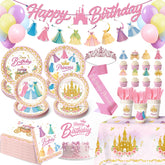 199-piece Princess party kit includes banner crown sash and tablecloth
