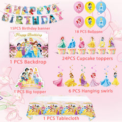 Balloons and toppers for Princess party
